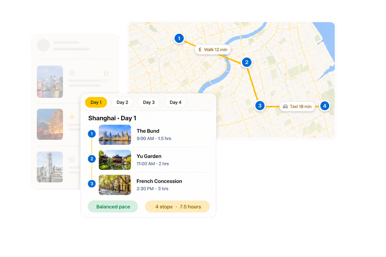 Day-by-day route map and itinerary preview